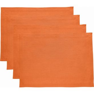 Solino Home Linen Placemats Set of 4, 14 x 19 Inch for Dining Table, Holiday and Everyday Table Decor - Fete in Pumpkin at Nordstrom, Size Medium