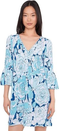 Lilly Pulitzer Danika 3/4 Sleeve Tunic Dress Womens Dress Capri Blue Rosanna : 14, Rayon