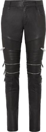 Philipp Plein Leren Biker Broek - Heren - Leren Broeken - Zwart - 5XL - Katoen - Broeken