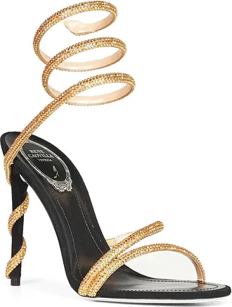 Rene Caovilla Womens Sandals Margot 105 Crystal Black Fabric And Leather