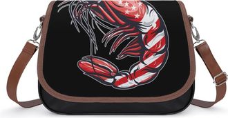 Generic Shrimp A-mericans Flag Crossbody Bags for Women Shoulder Messenger Bag Purse Handbags