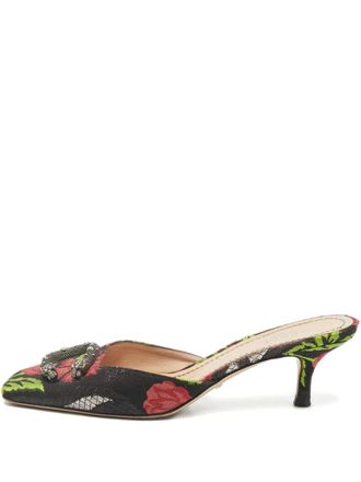 Gucci 60mm Dionysus floral-print mules - women - Calf Leather/Calf Leather/Fabric - 37 - Black