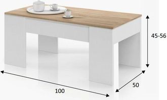 Forés Fores - Mesa Centro elevable Roble y Blanco
