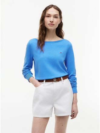 Tommy Hilfiger Womens Boatneck Sweater - Blue - XXL