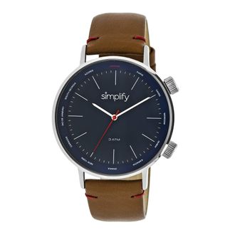 Simplify The 3300 Navy Dial Brown Leather Watch SIM3303