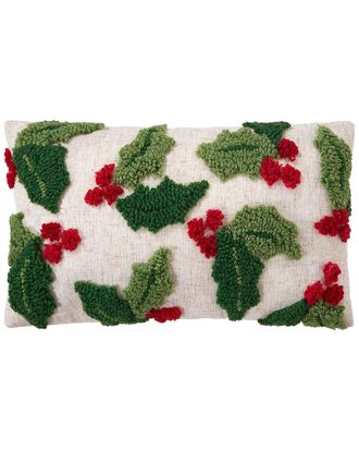 Peking Handicraft Holly With Berries Tufted Pillow