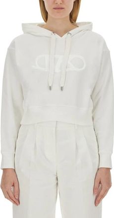 Michael Kors Empire Crop Hoodie - Dames - Hoodies - Wit - L - Katoen - Hoodies & sweatvesten