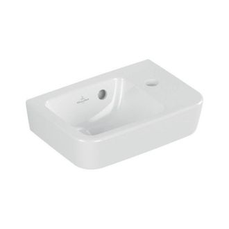 Villeroy & Boch O.novo - Lavamanos Compact 36x25 Cm, Con Rebosadero, 1 Orificio Para Grifer&iacute;a A La Derecha, Antibac, Ceramicplus, Blanco Alpino 434336t2