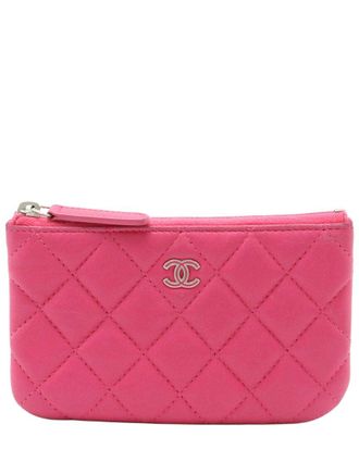 Chanel Pink Lambskin Matelasse Mini Pouch (Authentic Pre-Loved)
