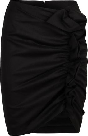 Nina Ricci Ruched Front Midi Rok - Dames - Korte rokken - Zwart - XS - Wol - Rokken