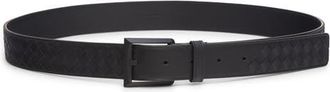 Bottega Veneta Solo Intrecciato Leather Belt in 8966 Black-Nero Opaco at Nordstrom, Size 105