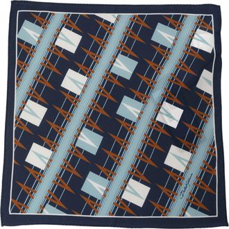 Dolce & Gabbana Abstract Geometric Silk Pocket Square - Navy