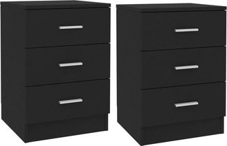 vidaXL Vidaxl - Mesitas de noche 2 unidades aglomerado negro 38x35x56 cm