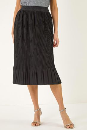 Roman Pleated Crinkle Midi Skirt