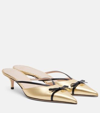 Valentino Garavani Mules Bepointy 45 de piel metalizada con VLogo