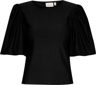 Gestuz Ballonblouse met pofmouwen - Dames - Blouses - Zwart - M - Leer - Overhemden