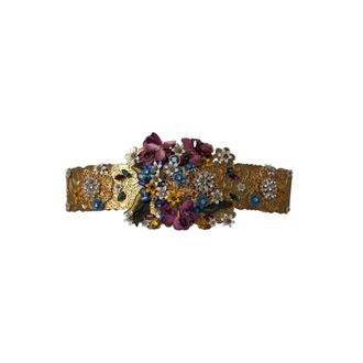 Dolce & Gabbana Verfraaide Bloemkristal Brede Taille Riem - Dames - Riemen - Veelkleurig - ONE Size - Katoen - Accessoires