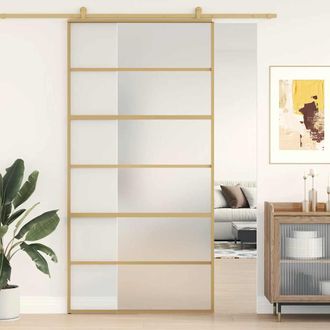 vidaXL Vidaxl - Puerta Corredera Dorada De Vidrio Esg Esmerilado Y Aluminio