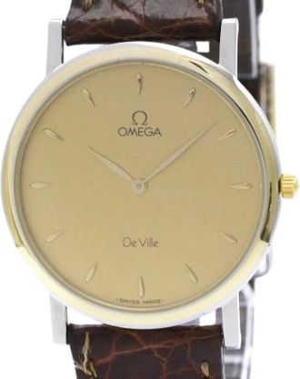 Omega Pre-owned De Ville 7400.11.01 Polshorloge - Heren - Vintage Horloges - Beige - ONE Size - Leer - Vintage