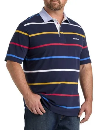 Nautica Striped Rugby Polo Shirt in Navy at Nordstrom, Size Xxx-Large S
