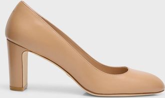 Stuart Weitzman Womens Stuart Weitzman Vida Pump Beige Leather Stiletto Heel HTAT551