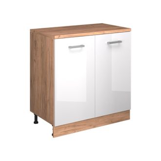 Vicco Armario De Cocina Para Techo Inclinado R-line, Blanco Alto Brillo, 80 Cm Sin Inclinaci&oacute;n Con 2 Puertas, Vicco