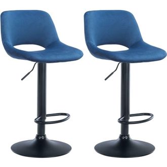 Clp Set di 2 sgabelli da bar in velluto Camden blu Metallo nero opaco