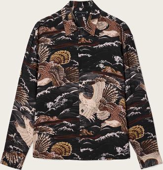 AllSaints Viscose Corsican Printed Oversized Shirt, Size: XXL
