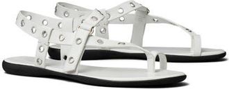 Tory Burch Eyelet Toe Ring Sandal in Cloud /Silver at Nordstrom, Size 10.5