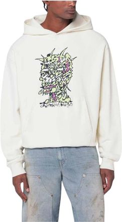 Brain Dead Hoodies & sweatvesten, Heren, Beige, M, Katoen, Scrambled Head Hoodie