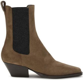 Brunello Cucinelli Brown Calf Leather Bos Taurus Ankle Womens Boots