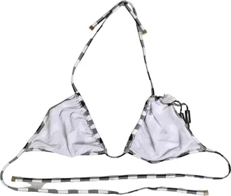 Dolce & Gabbana Black and White Checkered Bikini Top - Black