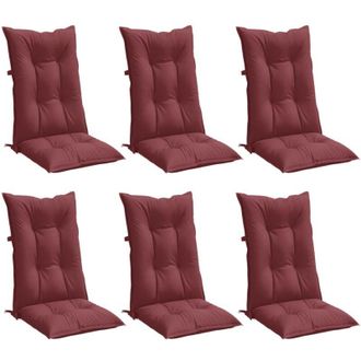 vidaXL Cojines Para Silla Respaldo Alto 6 Uds Tela Rojo Tinto Melange Vidaxl