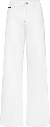 Philipp Plein Denim Broeken Skater Fit Logo - Dames - Wijde Broeken - Wit - W28 - Denim - Broeken