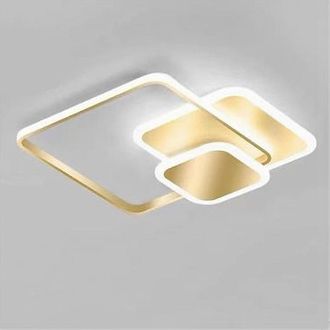 Trade Shop Trade Shop Traesio - Trade Shop - Plafoniera Luce Fredda Led Quadrata 50 W Lampadario A Soffitto Oro Moderno 50088