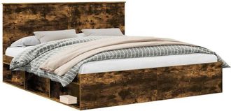 vidaXL Bed Frame Smoked Oak 180 x 200 cm Solid Pine Wood vidaXL