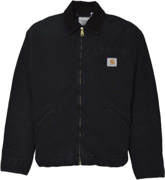 Carhartt Work in Progress Classic Black Jacket With Gold-Tone Zipper And Adjustable Details