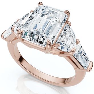 Pompeii3 Certified 4 1/2Ct Tessa Emerald Engagement Ring 14k Gold Lab Grown