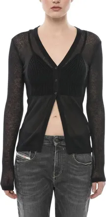 Diesel Black Knitted V Neck Cardigan
