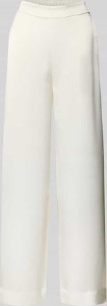 HUGO BOSS Slim Fit Weite Hose mit Schiebehaken und verdecktem Rei&szlig;verschluss Modell HASELI-1 in Offwhite, Gr&ouml;&szlig;e 32