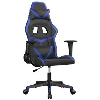 vidaXL Silla Gaming De Masaje Cuero Sint&eacute;tico Negro Y Azul Vidaxl