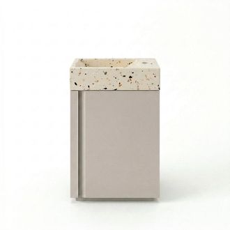 Saniclass Chaci Toiletmeubelset - 40x65cm - 1 deur - 1 kraangat - rechts - fontein terrazzo - mat cotton (beige)