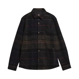 Barbour Woodlane Brushed Check Overshirt - Heren - Jassen - Zwart - Maat: XL Wol