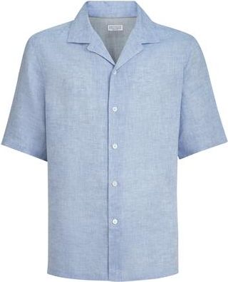 Brunello Cucinelli Short sleeve shirt in Sky Blue at Nordstrom, Size Xx-Large Eu