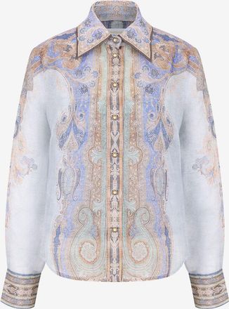 Zimmermann Hemd aus Leinen und Seide Eden Body Blue Paisley