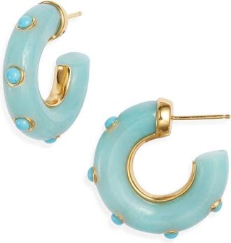 Nest Amazonite Turquoise Stud Hoop Earrings in Green at Nordstrom