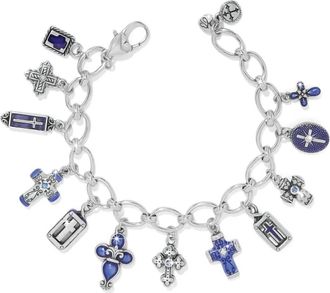 Brighton Womens Unity Cross Charm Bracelet In Silver Blue