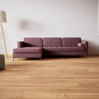 MYCS Burgunderfarbenes Ecksofa Lyvyn für das Wohnzimmer, 3-Sitzer, mit Metallbeinen, komplett modular, individuell anpassbar, 162 x 77 x 268 cm