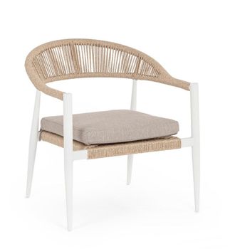 Outdoor Living Sill&oacute;n de aluminio con tejido de fibra sint&eacute;tica blanca