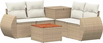 vidaXL Juego De Sof&aacute; 6 Uds. Beige Y Blanco Crema Vidaxl